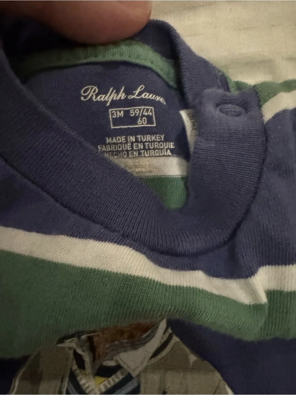 Ralph Lauren Green, Navy & White Striped Baby Tee